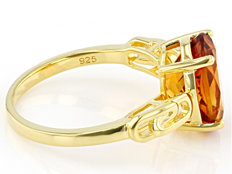 Orange Oval Madeira Citrine 18K Yellow Gold Over Sterling Silver Ring 2.98ct