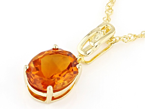 Orange Madeira Citrine 18K Yellow Gold Over Sterling Silver Solitaire Pendant With Chain 2.98ct