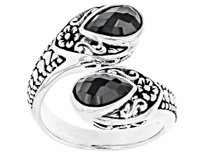 Black Spinel Rhodium Over Sterling Silver Ring 2.21ctw