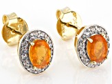 Orange Mexican Fire Opal 18k Yellow Gold Over Sterling Silver Stud Earrings 1.52ctw
