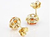 Orange Mexican Fire Opal 18k Yellow Gold Over Sterling Silver Stud Earrings 1.52ctw