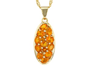 Orange Mexican Fire Opal 18K Yellow Gold Over Sterling Silver Pendant With Chain 1.23ctw