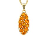 Orange Mexican Fire Opal 18K Yellow Gold Over Sterling Silver Pendant With Chain 1.23ctw