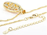 Orange Mexican Fire Opal 18K Yellow Gold Over Sterling Silver Pendant With Chain 1.23ctw