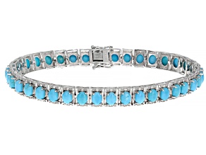 Blue Sleeping Beauty Turquoise Rhodium Over Sterling Silver Bracelet 0.31ctw