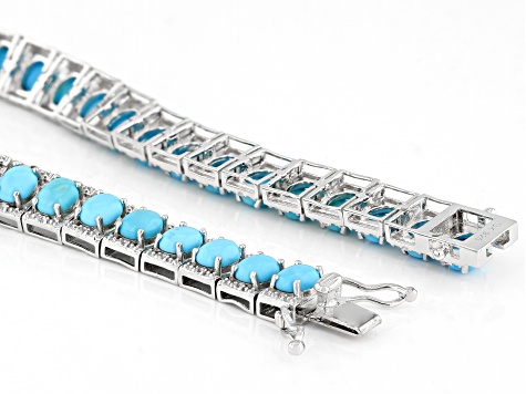 Blue Sleeping Beauty Turquoise Rhodium Over Sterling Silver Bracelet 0.31ctw