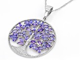 Multi Shape Tanzanite Rhodium Over Sterling Silver Pendant With Chain 5.40ctw