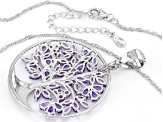 Multi Shape Tanzanite Rhodium Over Sterling Silver Pendant With Chain 5.40ctw