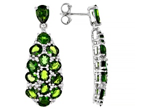 Green Chrome Diopside Rhodium Over Silver Earrings 11.43ctw