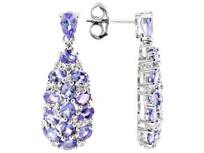 Blue Tanzanite Rhodium Over Sterling Silver Earrings 5.85ctw