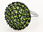 Green Chrome Diopside Rhodium Over Sterling Silver Ring 3.98ctw