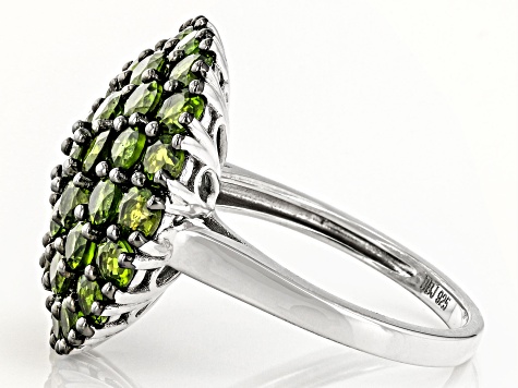 Green Chrome Diopside Rhodium Over Sterling Silver Ring 3.98ctw