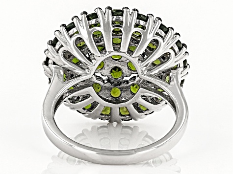Green Chrome Diopside Rhodium Over Sterling Silver Ring 3.98ctw