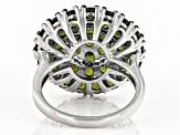 Green Chrome Diopside Rhodium Over Sterling Silver Ring 3.98ctw