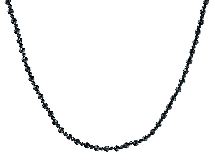 Black Spinel Rhodium Over Sterling Silver Necklace - NDH114