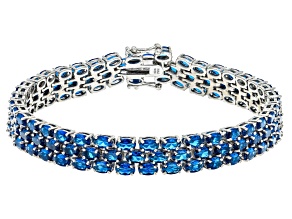 Blue Lab Created Spinel Rhodium Over Sterling Silver Bracelet 19.63ctw