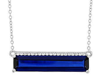 Picture of Blue Lab Created Spinel Rhodium Over Sterling Silver Necklace 5.97ctw