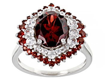 Picture of Red Vermelho Garnet(TM) Rhodium Over Sterling Silver Ring 3.51ctw