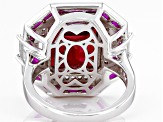 Red Lab Created Ruby Rhodium Over Sterling Silver Ring 10.19ctw
