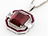 Red Lab Created Ruby Rhodium Over Silver Pendant With Chain 10.10ctw