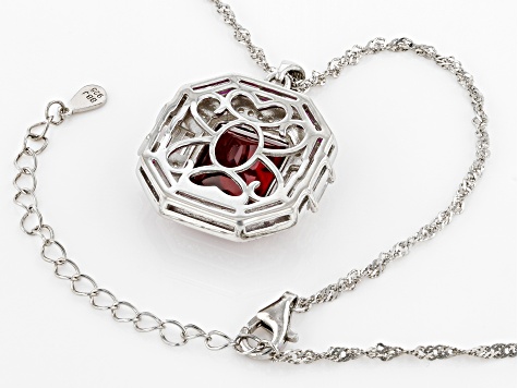 Red Lab Created Ruby Rhodium Over Silver Pendant With Chain 10.10ctw