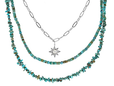 Sterling Silver Beaded Multi Layer Chain Necklace 