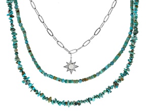 Ethiopian Opal And Turquoise Rhodium Over Sterling Silver Multi-Layer Beaded Necklace 0.26ct