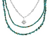 Ethiopian Opal And Turquoise Rhodium Over Sterling Silver Multi-Layer Beaded Necklace 0.26ct