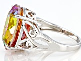 Multi Color Northern Lights Quartz Rhodium Over Sterling Silver Solitaire Ring 6.97ctw
