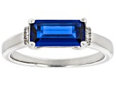 Blue Lab Created Spinel Rhodium Over Sterling Silver Ring 1.39ctw