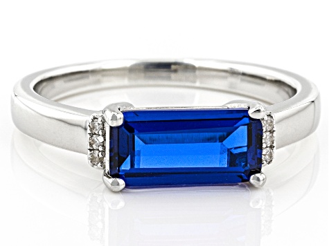 Blue Lab Created Spinel Rhodium Over Sterling Silver Ring 1.39ctw