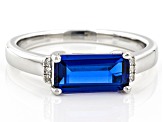Blue Lab Created Spinel Rhodium Over Sterling Silver Ring 1.39ctw