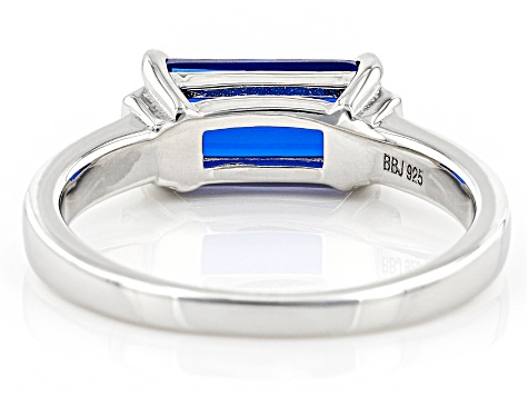 Blue Lab Created Spinel Rhodium Over Sterling Silver Ring 1.39ctw