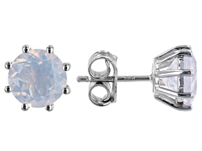Blue Moon Quartz Rhodium Over Sterling Silver Solitaire Stud Earrings 2.61ctw