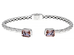 Pink Zandrite® Rhodium Over Sterling Silver Bangle Bracelet 3.43ctw