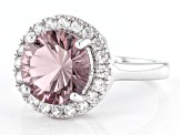 Pink Zandrite® Rhodium Over Sterling Silver Halo Ring 3.35ctw