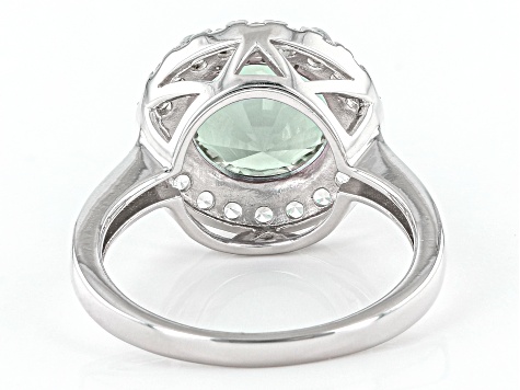 Pink Zandrite® Rhodium Over Sterling Silver Halo Ring 3.35ctw