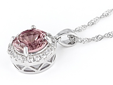 Pink Zandrite® Rhodium Over Sterling Silver Pendant With Chain 3.35ctw