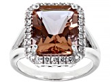 Pink Zandrite® And White Zircon Rhodium Over Sterling Silver Ring 5.17ctw