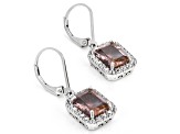 Pink Zandrite® And White Zircon Rhodium Over Sterling Silver Earrings 4.15ctw