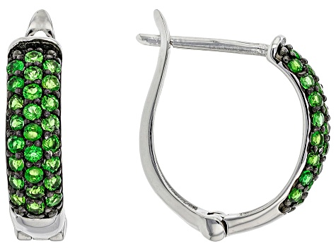 Green Chrome Diopside Rhodium Over Sterling Silver Earrings 0.85ctw