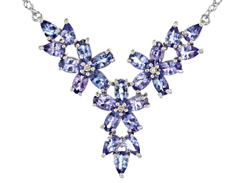 Picture of Blue Tanzanite Rhodium Over Sterling Silver Necklace 4.41ctw