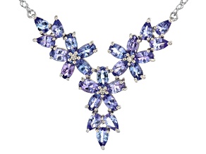Blue Tanzanite Rhodium Over Sterling Silver Necklace 4.41ctw