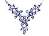 Blue Tanzanite Rhodium Over Sterling Silver Necklace 4.41ctw