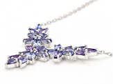 Blue Tanzanite Rhodium Over Sterling Silver Necklace 4.41ctw