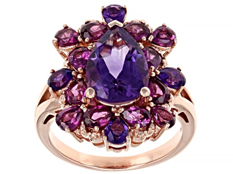 Sterling Silver Diamond Heart Women's 2.96ctw NEW Amethyst Cocktail Ring