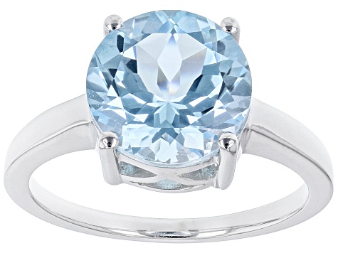 Sky Blue Topaz Rhodium Over Sterling Silver Solitaire Ring 4.04ctw
