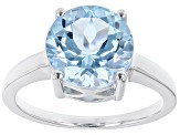 Sky Blue Topaz Rhodium Over Sterling Silver Solitaire Ring 4.04ctw