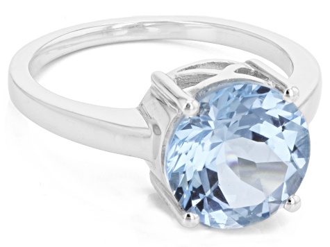 Sky Blue Topaz Rhodium Over Sterling Silver Solitaire Ring 4.04ctw
