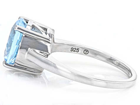 Sky Blue Topaz Rhodium Over Sterling Silver Solitaire Ring 4.04ctw